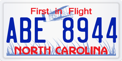 NC license plate ABE8944