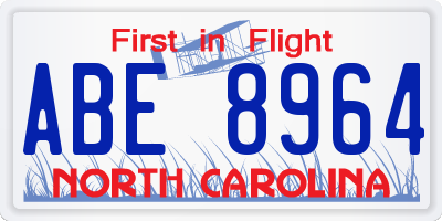 NC license plate ABE8964