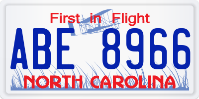 NC license plate ABE8966