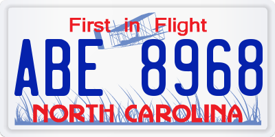 NC license plate ABE8968