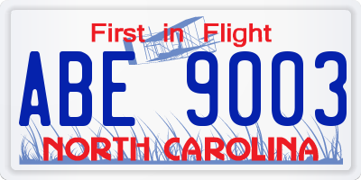 NC license plate ABE9003