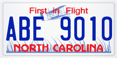 NC license plate ABE9010