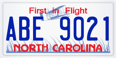 NC license plate ABE9021