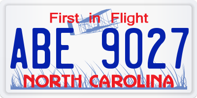 NC license plate ABE9027