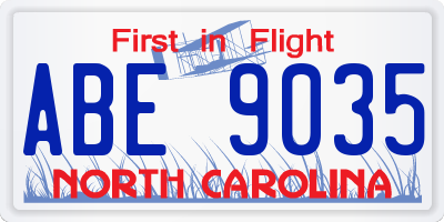 NC license plate ABE9035