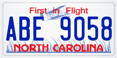 NC license plate ABE9058
