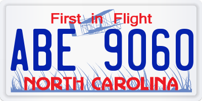 NC license plate ABE9060