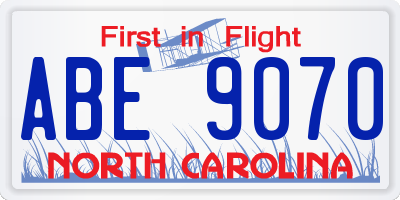 NC license plate ABE9070