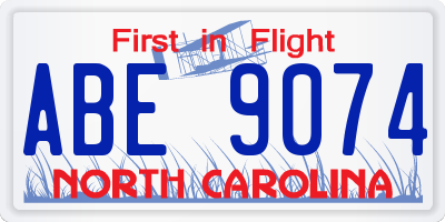 NC license plate ABE9074