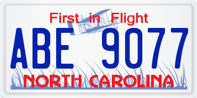 NC license plate ABE9077