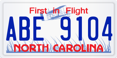 NC license plate ABE9104