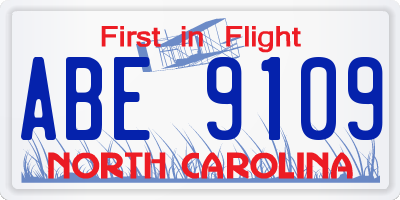 NC license plate ABE9109