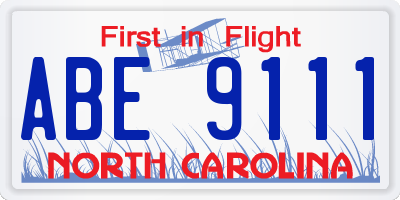 NC license plate ABE9111