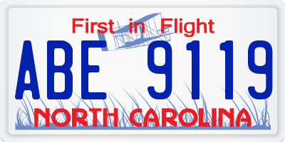 NC license plate ABE9119