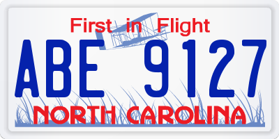 NC license plate ABE9127