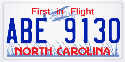 NC license plate ABE9130