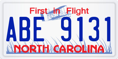 NC license plate ABE9131