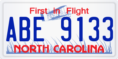 NC license plate ABE9133