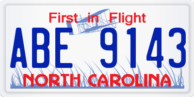 NC license plate ABE9143
