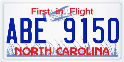 NC license plate ABE9150