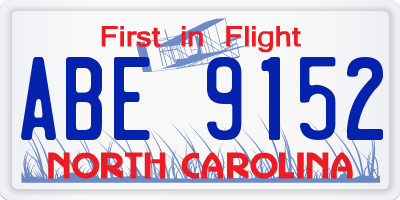 NC license plate ABE9152