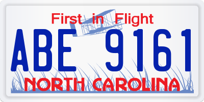 NC license plate ABE9161