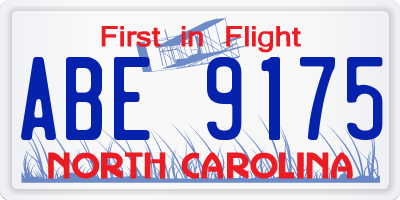 NC license plate ABE9175