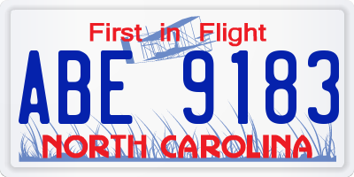 NC license plate ABE9183