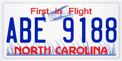 NC license plate ABE9188