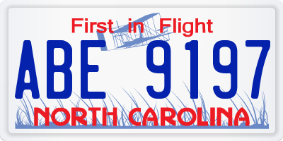 NC license plate ABE9197