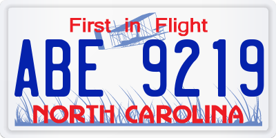 NC license plate ABE9219