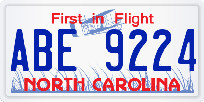 NC license plate ABE9224
