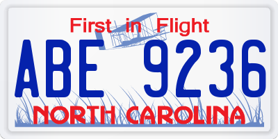 NC license plate ABE9236