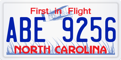 NC license plate ABE9256