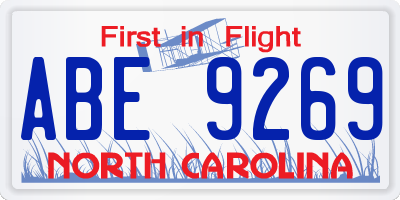 NC license plate ABE9269