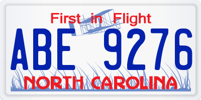 NC license plate ABE9276