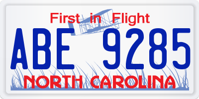 NC license plate ABE9285