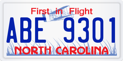 NC license plate ABE9301