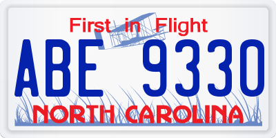 NC license plate ABE9330