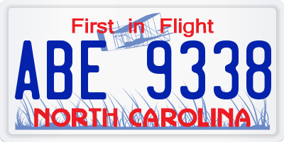 NC license plate ABE9338