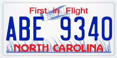 NC license plate ABE9340