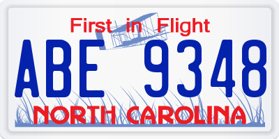 NC license plate ABE9348