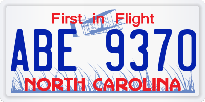 NC license plate ABE9370