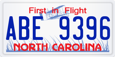 NC license plate ABE9396