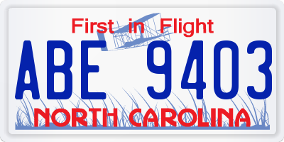 NC license plate ABE9403