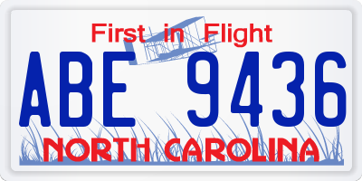 NC license plate ABE9436