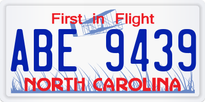NC license plate ABE9439