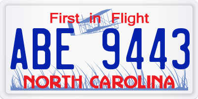 NC license plate ABE9443