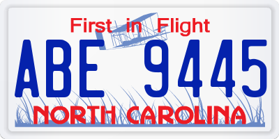 NC license plate ABE9445