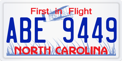 NC license plate ABE9449